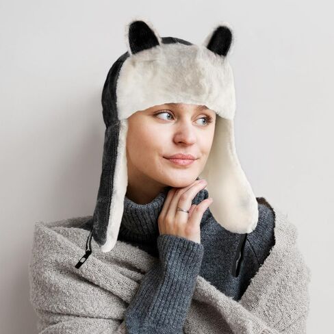 Winter Thickened Earflap Hat, Cute Outdoor Thick Warm Cat Ear Cap for Women in Saudi Arabia
