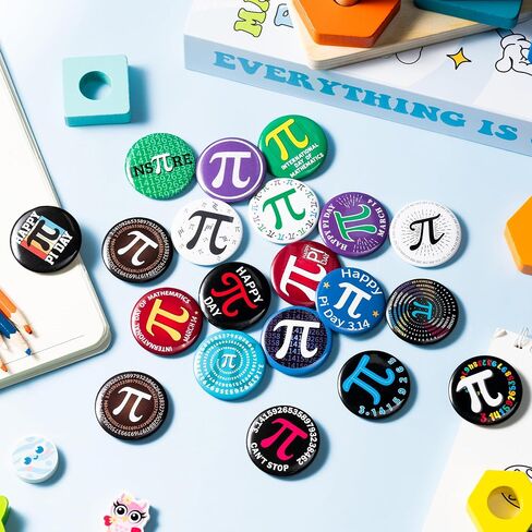 Dvbonike Mathematics Pi Day Button Pins - Math π Round Badge 3.14 Pinback International Day of Mathematics Decoration for School Classroom Activity Party Favor Supplies Clothe Bag Hat Accessory in Kuwait