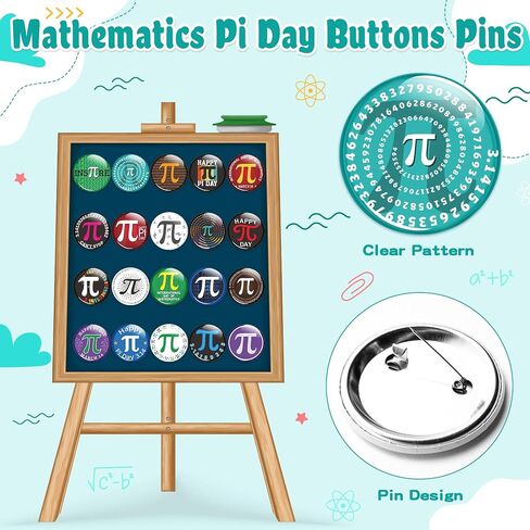 Dvbonike Mathematics Pi Day Button Pins - Math π Round Badge 3.14 Pinback International Day of Mathematics Decoration for School Classroom Activity Party Favor Supplies Clothe Bag Hat Accessory in Kuwait