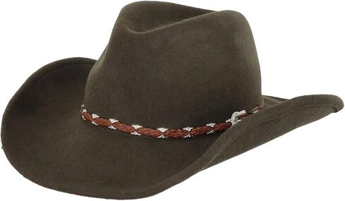 Outback Trading Men's Wallaby Durable Wool Western Cowboy Hat with Wire Brim & Hatband with Buckle in Saudi Arabia