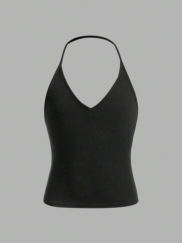 Milumia Girl's 3 Piece Backless Halter Cami Tops V Neck Ribbed Knit Camisoles Undershirts in Saudi Arabia