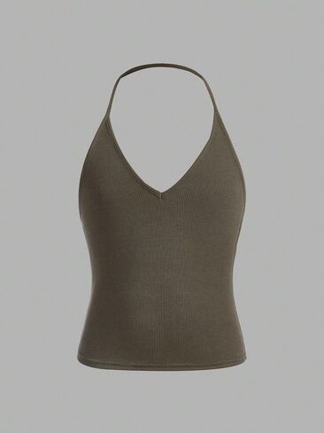 Milumia Girl's 3 Piece Backless Halter Cami Tops V Neck Ribbed Knit Camisoles Undershirts in Saudi Arabia