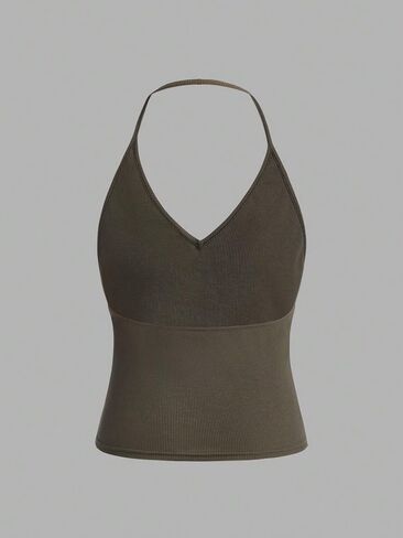 Milumia Girl's 3 Piece Backless Halter Cami Tops V Neck Ribbed Knit Camisoles Undershirts in Saudi Arabia