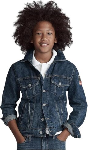 POLO RALPH LAUREN Boy's Cotton Denim Trucker Jacket (Big Kids) Gordon Wash LG (14-16 Big Kid) in Saudi Arabia