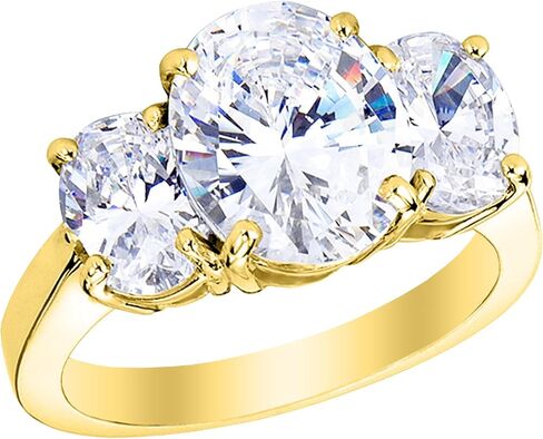 3 Three Stone Oval Diamond Engagement Ring 14K Yellow Gold (H-I Color Ultra Premium) in Saudi Arabia
