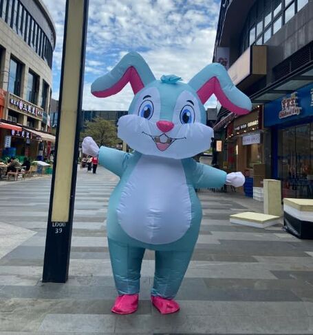 ZISUEX Blue Rabbit Inflatable Costume Easter Bunny Costume Adult Rabbit Blow Up Suit Easter Inflatable Costume in Kuwait