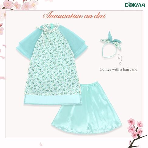 Ao Dai، الزي التقليدي الفيتنامي للأطفال - Ditsy Floral Ao Dai، مقاس 2-6 سنوات in Kuwait