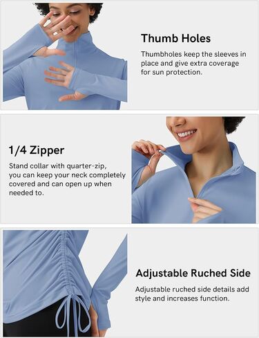 AKEWEI Women's Long Sleeve Shirts UPF 50+ Sun Protection Rash Guard Quarter-Zip Hiking Shirts Quick Dry UV Sun Shirt in Kuwait