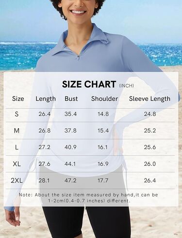 AKEWEI Women's Long Sleeve Shirts UPF 50+ Sun Protection Rash Guard Quarter-Zip Hiking Shirts Quick Dry UV Sun Shirt in Kuwait