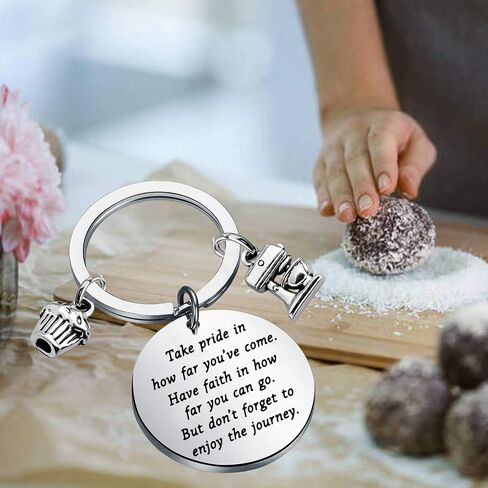 FUSTMW Baker Keychain Gifts Pastry Chef Bakery Jewelry Culinary Student Gift Baking Gifts Take Pride in How Far You Have Come in Saudi Arabia