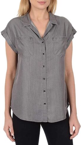 Jachs Women's Cap Sleeve Button Down Shirt - Short Sleeve Printed Blouse in Saudi Arabia
