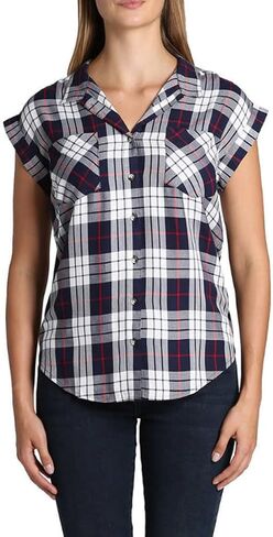 Jachs Women's Cap Sleeve Button Down Shirt - Short Sleeve Printed Blouse in Saudi Arabia