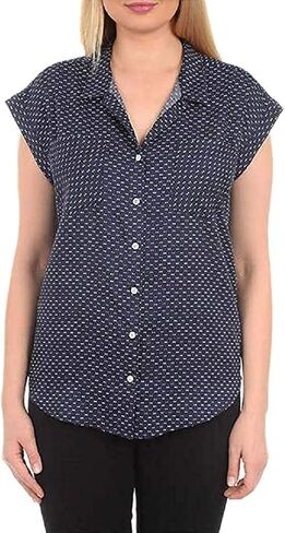 Jachs Women's Cap Sleeve Button Down Shirt - Short Sleeve Printed Blouse in Saudi Arabia