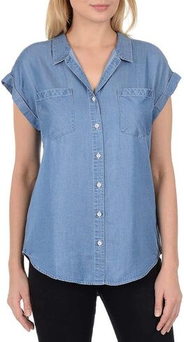 Jachs Women's Cap Sleeve Button Down Shirt - Short Sleeve Printed Blouse in Saudi Arabia