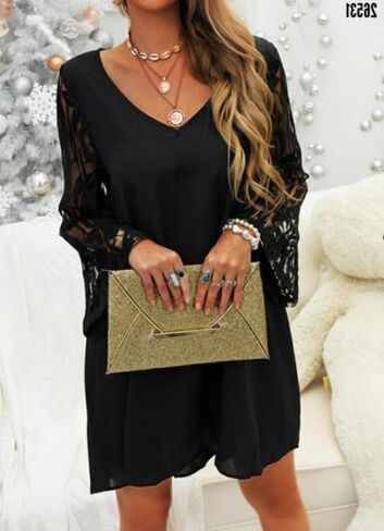 Jane's Sleeve Tulle V Neck Sandy Fabric Dress - Elegant Women's Dress Sandy Fabric in Saudi Arabia