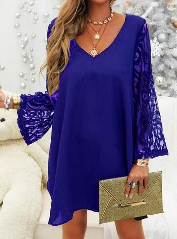 Jane's Sleeve Tulle V Neck Sandy Fabric Dress - Elegant Women's Dress Sandy Fabric in Saudi Arabia