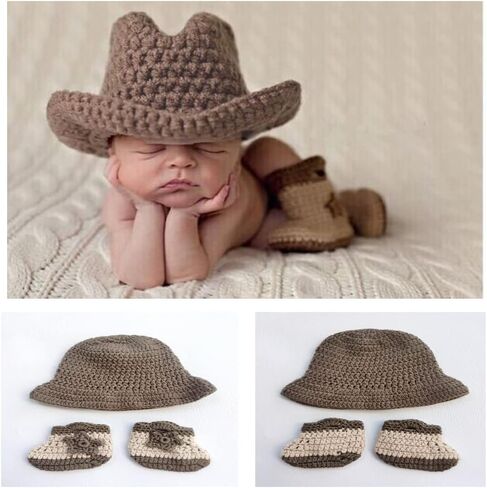 أزياء الأطفال حديثي الولادة من كوبرلوس بنمط عصري محبوك محبوك من الكروشيه قبعة تنكرية مع جوارب in Kuwait