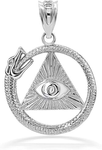 Certified 14k Gold Ouroboros Snake The eye Of Horus/Ra All Seeing Eye Pendant Charm Necklace in Saudi Arabia