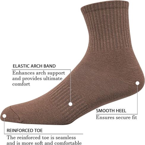 جوارب رجالية متوسطة الطاقم للتحكم في الرطوبة، فستان رياضي كلاسيكي من القطن، حزمة متعددة بني، بيج، أسمر، كاكي، متنوعة، 6 قطع in Kuwait