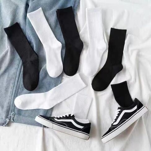 Men's Calf Socks, Cotton LightWeight Thin Casual Long Calf Socks, White in Saudi Arabia