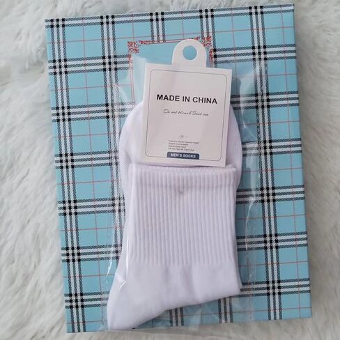 Men's Calf Socks, Cotton LightWeight Thin Casual Long Calf Socks, White in Saudi Arabia