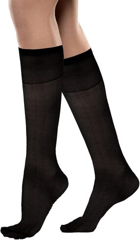 DIVINA VITAE 10 Pairs Sheer Knee High Socks Womens Knee High Stockings Pantyhose With Reinforced Toe 20D Knee High Nylons Silky Elastic Black Sheer Knee High Stockings in Saudi Arabia
