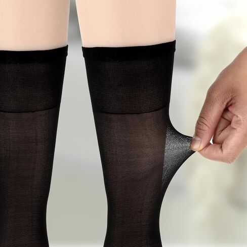 DIVINA VITAE 10 Pairs Sheer Knee High Socks Womens Knee High Stockings Pantyhose With Reinforced Toe 20D Knee High Nylons Silky Elastic Black Sheer Knee High Stockings in Saudi Arabia