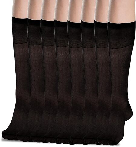 DIVINA VITAE 10 Pairs Sheer Knee High Socks Womens Knee High Stockings Pantyhose With Reinforced Toe 20D Knee High Nylons Silky Elastic Black Sheer Knee High Stockings in Saudi Arabia