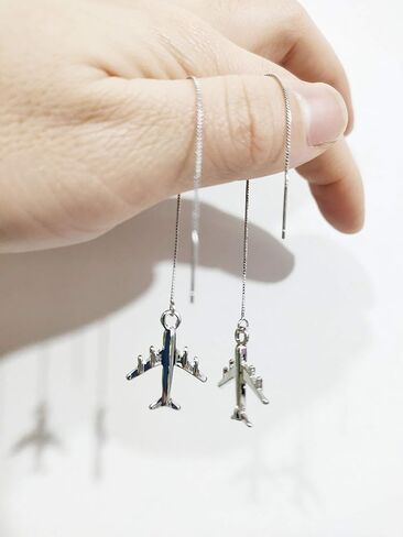 RUIZHEN Personality Airplane And World Map Long Chain Threader Drop Dangle Earrings for Girls Travel Jewelry in Saudi Arabia