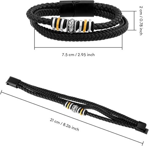 wynameleri Mens Leather Bracelet with Stainless Steel Clasp Jewelry Multi-Layer Braided Men Wrist Cuff Bracelet in Saudi Arabia