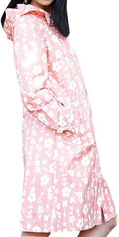 معطف مطر طويل خفيف الوزن للنساء من QZUnique مقاوم للماء وقابل للتعبئة بسحاب مع غطاء للرأس in Kuwait