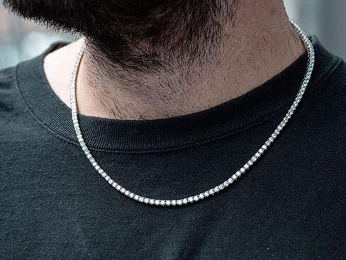 Bling Bling NY Unisex Anti-Tarnish Micro Skinny 2mm Real Solid 925 Sterling Silver one Row Tennis Chain AAA CZ Choker Necklace 16-30" Bracelet 6.5-8.5'' Anklet 9-10'' in Saudi Arabia