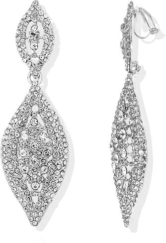Clip on Earrings Women Black Rhinestone Earrings Dangle Formal Earrings Sparkly Earrings 2023 Christmas for Teen Girls in Saudi Arabia
