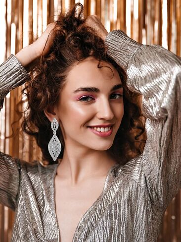 Clip on Earrings Women Black Rhinestone Earrings Dangle Formal Earrings Sparkly Earrings 2023 Christmas for Teen Girls in Saudi Arabia