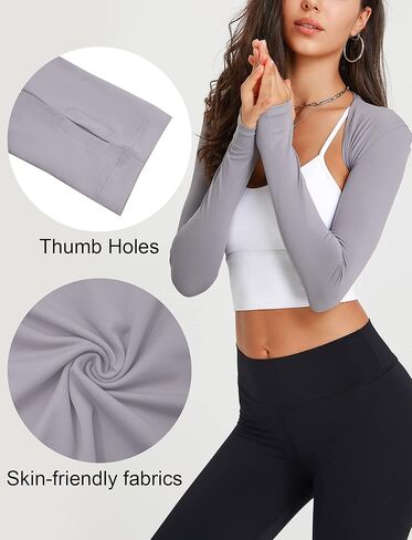 سترة نسائية رياضية قصيرة الأكمام بأكمام طويلة للتمرين بوليرو سترة نسائية مفتوحة من الأمام للفساتين الكاجوال in Kuwait
