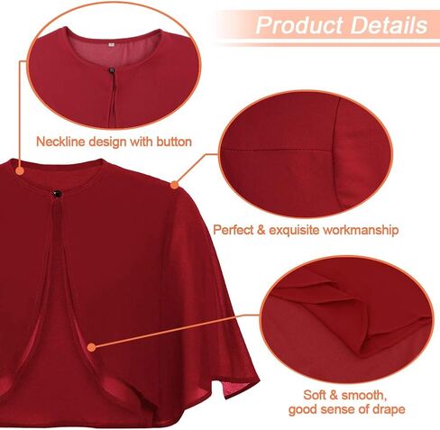 Ladiery Women's Shrugs Chiffon Short Sleeve Open Front Bolero Cardigan Outerwear Shawl Evening Wedding Cape Shirt Tops in Kuwait