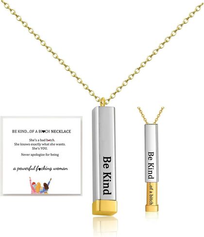 Be Kind Of A B Necklaces For Women, To Best Friends Sorority Sisters Inspirational Square Tubes Pendant With Hidden Message Stainless Steel Band Friendship Gift Jewelry in Saudi Arabia