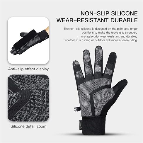 Thermal Winter Gloves for Men Women, Running Gloves for Cold Weather, Touchscreen Waterproof Gloves Anti-Slip Black Gloves for Running Cycling Driving and Hiking in Saudi Arabia