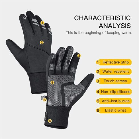 Thermal Winter Gloves for Men Women, Running Gloves for Cold Weather, Touchscreen Waterproof Gloves Anti-Slip Black Gloves for Running Cycling Driving and Hiking in Saudi Arabia