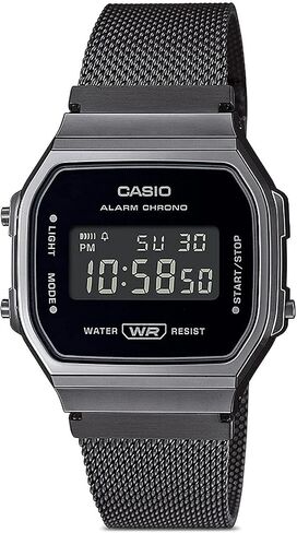 Casio A168WEMB-1BV Men's Vintage Collection Gunmetal Mesh Band Alarm Chronograph Illuminator Digital Watch in Saudi Arabia
