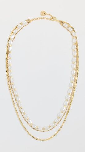 Women's Pearl and Gold Bead Layered Necklace in Saudi Arabia