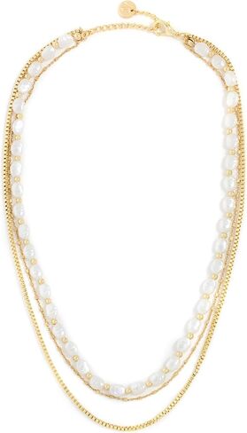 Women's Pearl and Gold Bead Layered Necklace in Saudi Arabia