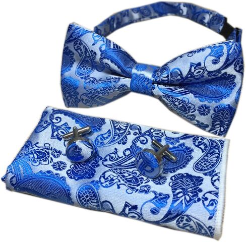 Men Big Boy Paisley Handkerchief Bow Tie Set Bowties Cufflinks Pocket Square Set in Kuwait