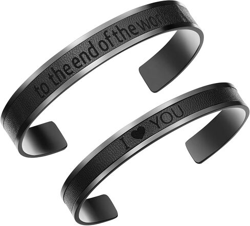 AW BRIDAL Couple Bracelets Stainless Steel & Leather Matching Bracelets for Couples Cuff Bracelets for Women/Men Anniversary Engagement Gifts Wedding Gifts for Couples Bridal Shower Gifts in Saudi Arabia