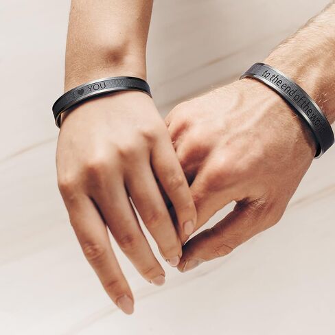AW BRIDAL Couple Bracelets Stainless Steel & Leather Matching Bracelets for Couples Cuff Bracelets for Women/Men Anniversary Engagement Gifts Wedding Gifts for Couples Bridal Shower Gifts in Saudi Arabia