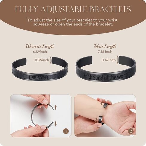 AW BRIDAL Couple Bracelets Stainless Steel & Leather Matching Bracelets for Couples Cuff Bracelets for Women/Men Anniversary Engagement Gifts Wedding Gifts for Couples Bridal Shower Gifts in Saudi Arabia