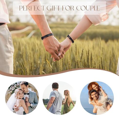 AW BRIDAL Couple Bracelets Stainless Steel & Leather Matching Bracelets for Couples Cuff Bracelets for Women/Men Anniversary Engagement Gifts Wedding Gifts for Couples Bridal Shower Gifts in Saudi Arabia