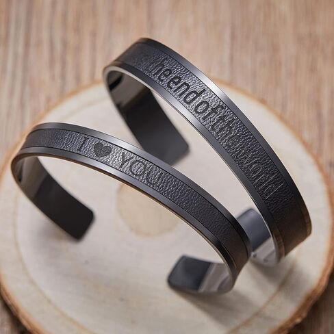 AW BRIDAL Couple Bracelets Stainless Steel & Leather Matching Bracelets for Couples Cuff Bracelets for Women/Men Anniversary Engagement Gifts Wedding Gifts for Couples Bridal Shower Gifts in Saudi Arabia