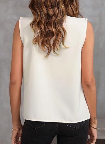 EVALESS Women's Pleated V Neck Sleeveless Tank Top in Saudi Arabia