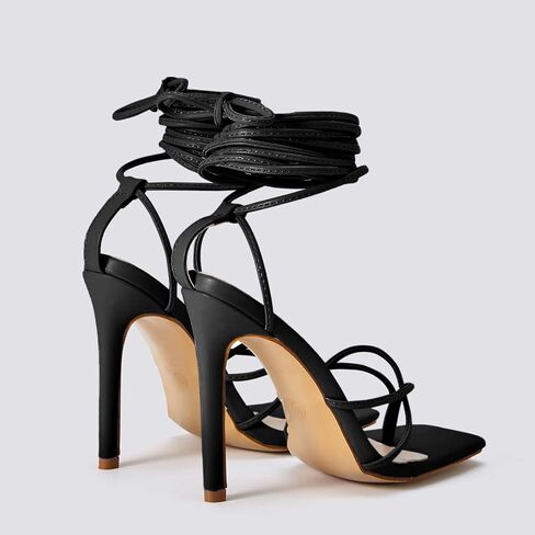 PiePieBuy Women's Lace Up Heeled Sandals Square Flip Flop High Heels Strappy Party Shoes in Saudi Arabia